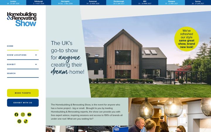 Screenshot of homebuildingshow.co.uk
