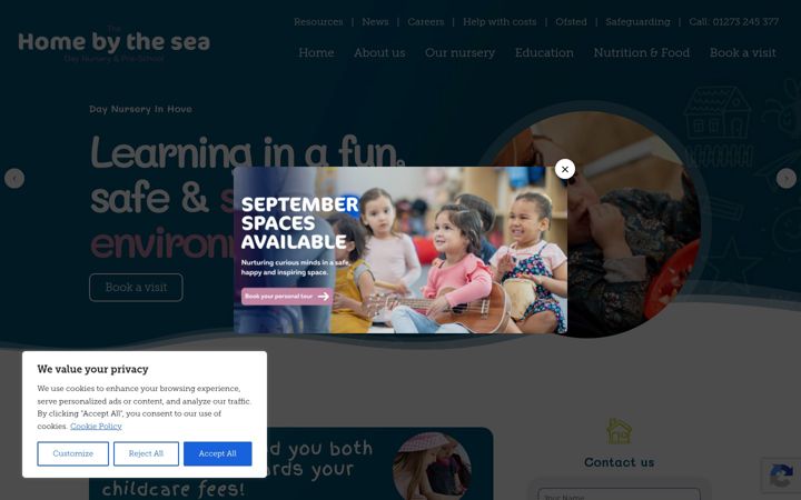 Screenshot of homebytheseadaynurseryandpreschool.co.uk
