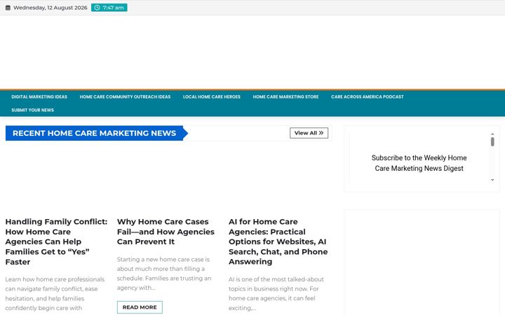 Screenshot of homecaremarketingnews.com