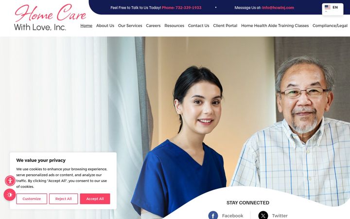 Screenshot of homecarewithloveinc.com