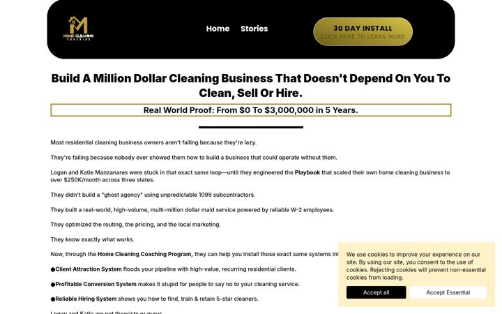 Screenshot of homecleaningcoaching.com