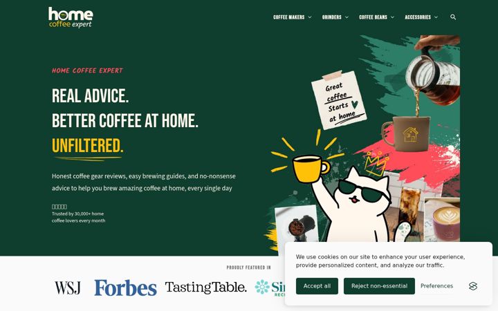 Screenshot of homecoffeeexpert.com