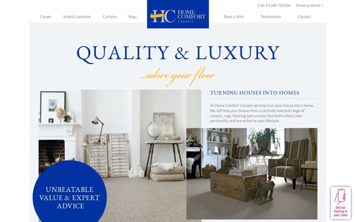 Screenshot of homecomfortcarpets.co.uk