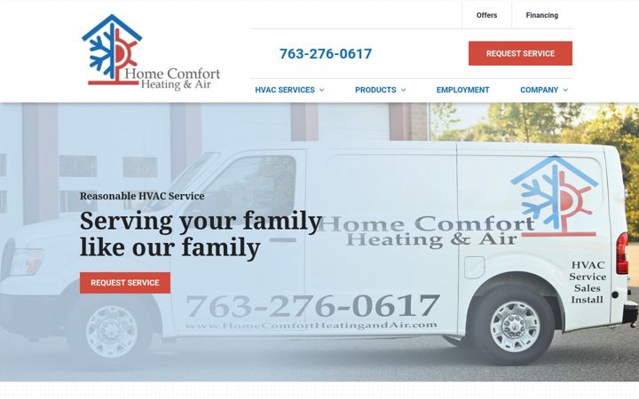 Screenshot of homecomfortheatingandair.com