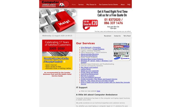 Screenshot of homecomputerambulance.com
