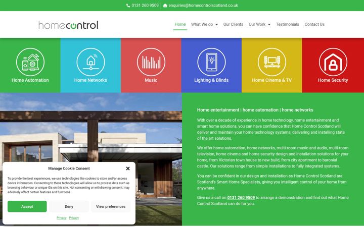 Screenshot of homecontrolscotland.co.uk
