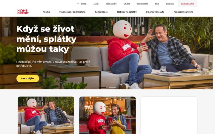 Snímek obrazovky homecredit.cz