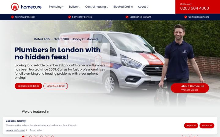 Screenshot of homecureplumbers.co.uk