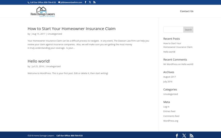 Screenshot of homedamagelawyers.com