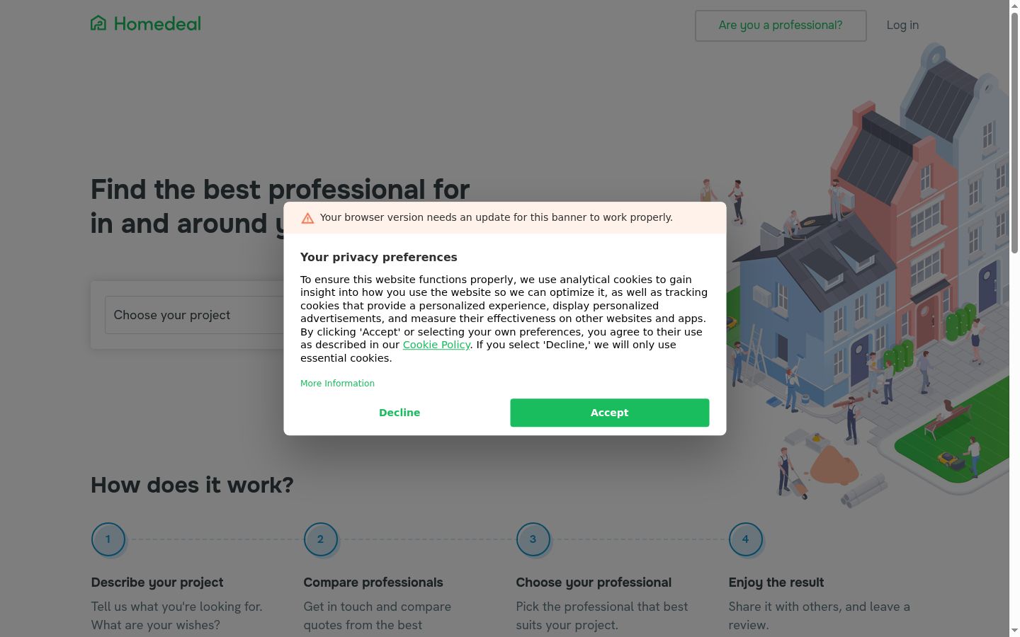 Screenshot of the consent banner shown before any interaction