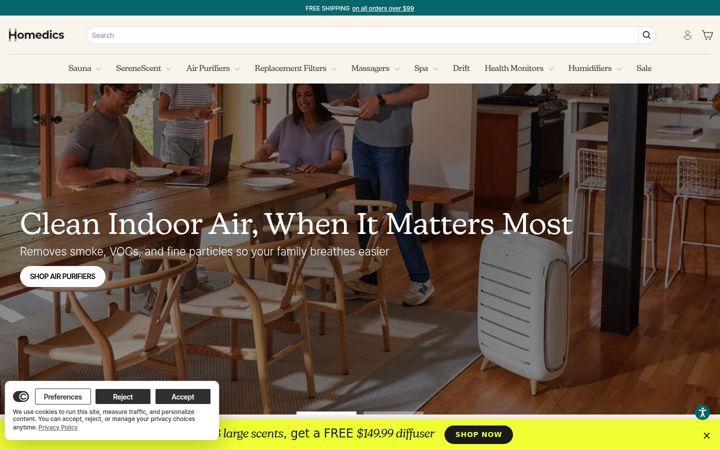 Screenshot of homedics.com