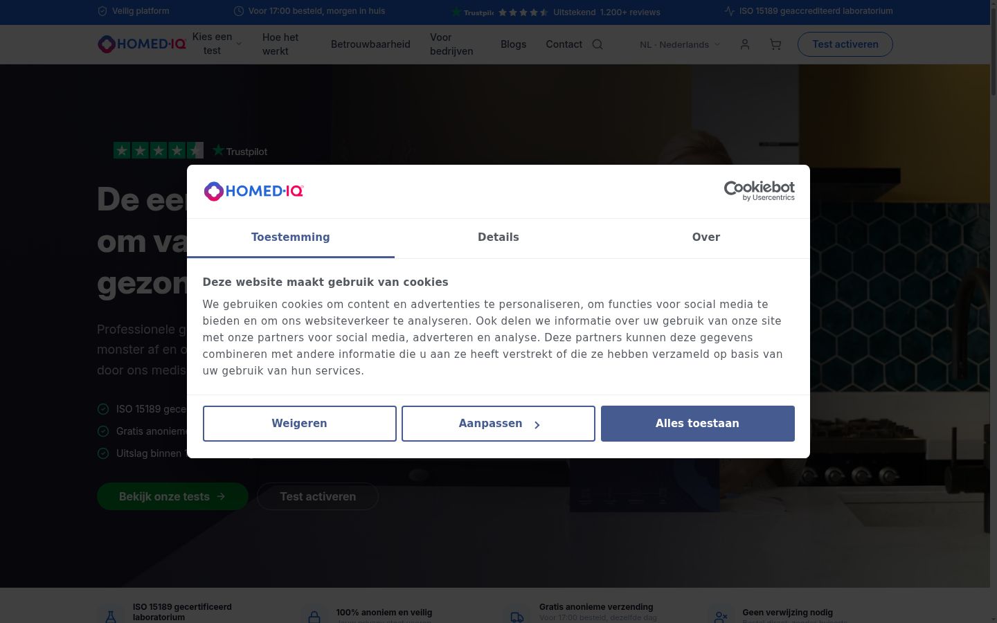 Snimka zaslona bannera za privolu prikazanog prije bilo kakve interakcije