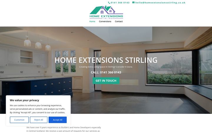Screenshot of homeextensionsstirling.co.uk