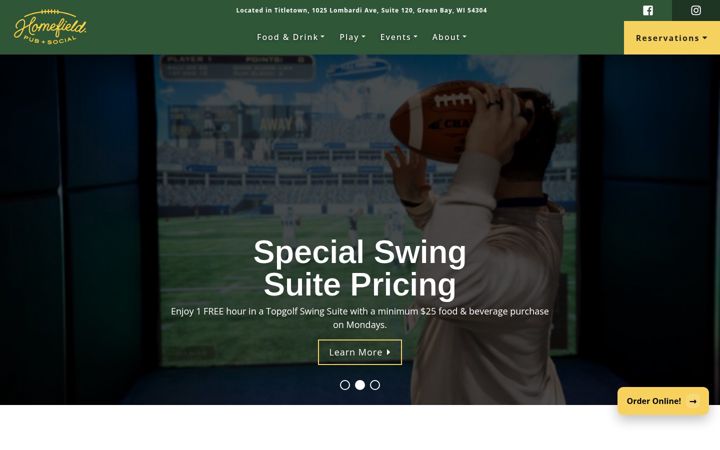 Screenshot of homefieldpubandsocial.com