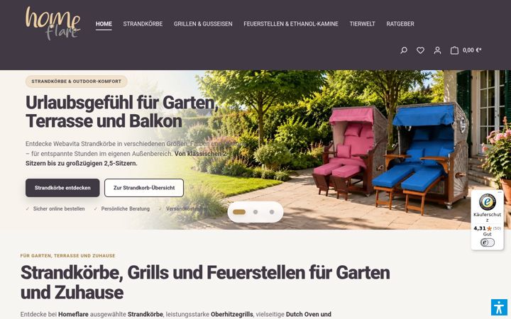 Screenshot of homeflare.de