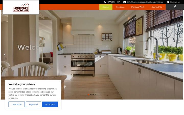 Screenshot of homeforceconstructionkent.co.uk