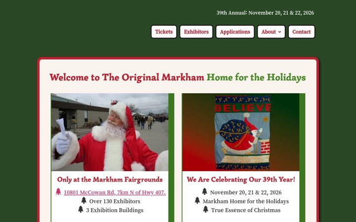 Screenshot of homefortheholidays.ca