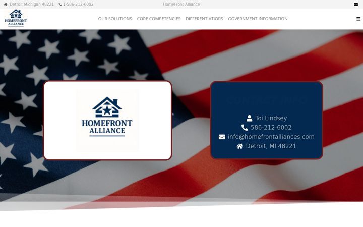 Screenshot of homefrontalliances.com