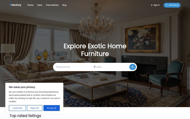 Screenshot of homefurnitureplace.com