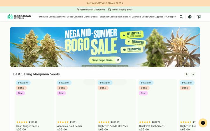 Snímek obrazovky homegrowncannabis.com