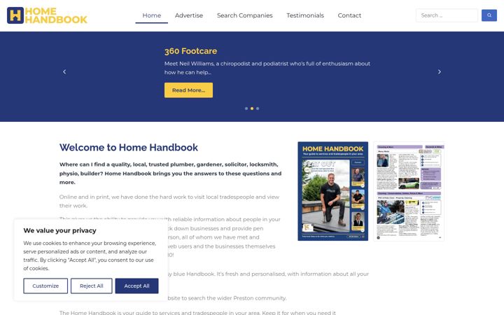 Screenshot of homehandbooks.co.uk