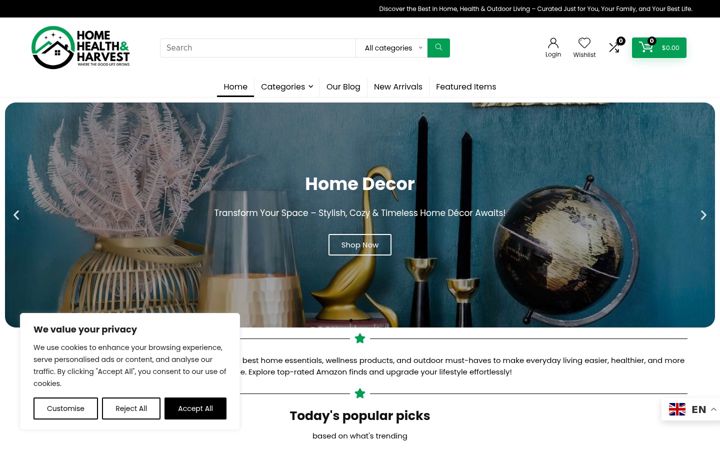 Screenshot of homehealthandharvest.com