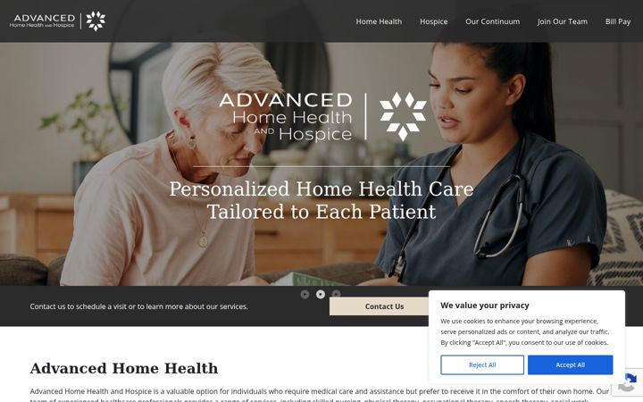 Screenshot of homehealthandhospice.com