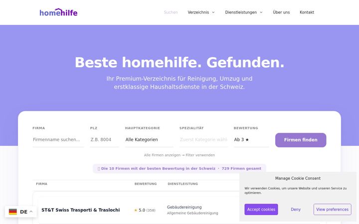 Screenshot of homehilfe.ch