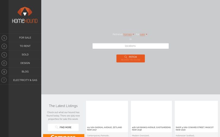 Screenshot of homehound.com.au