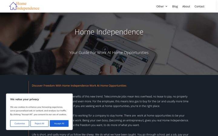 Screenshot of homeindependence.net