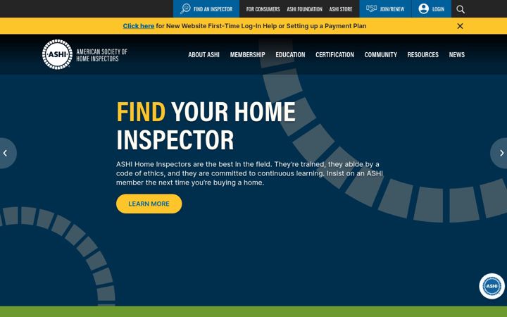 Screenshot of homeinspector.org