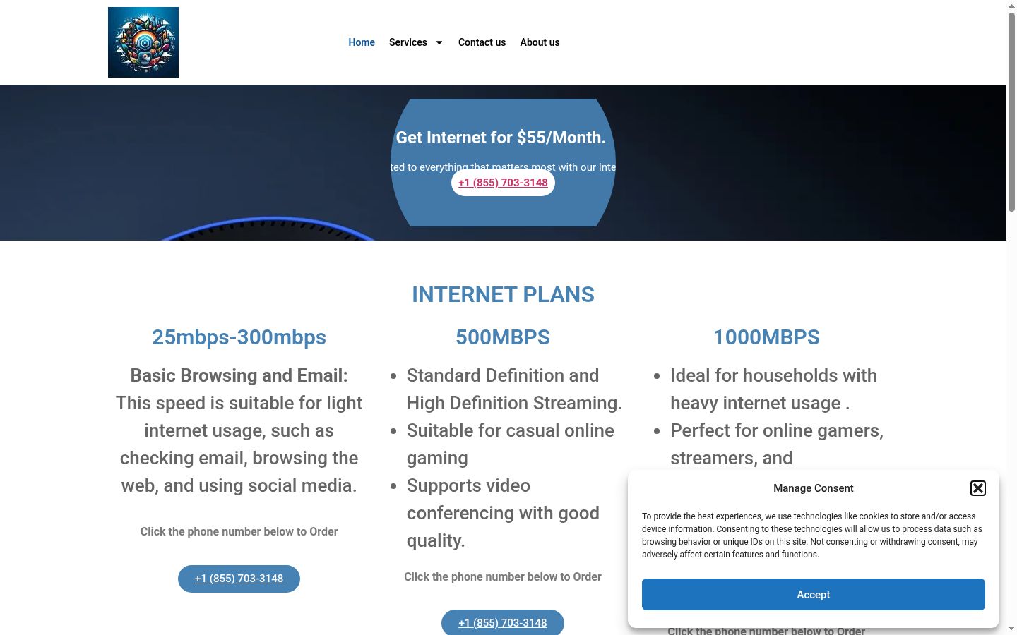 Screenshot of the consent banner shown before any interaction