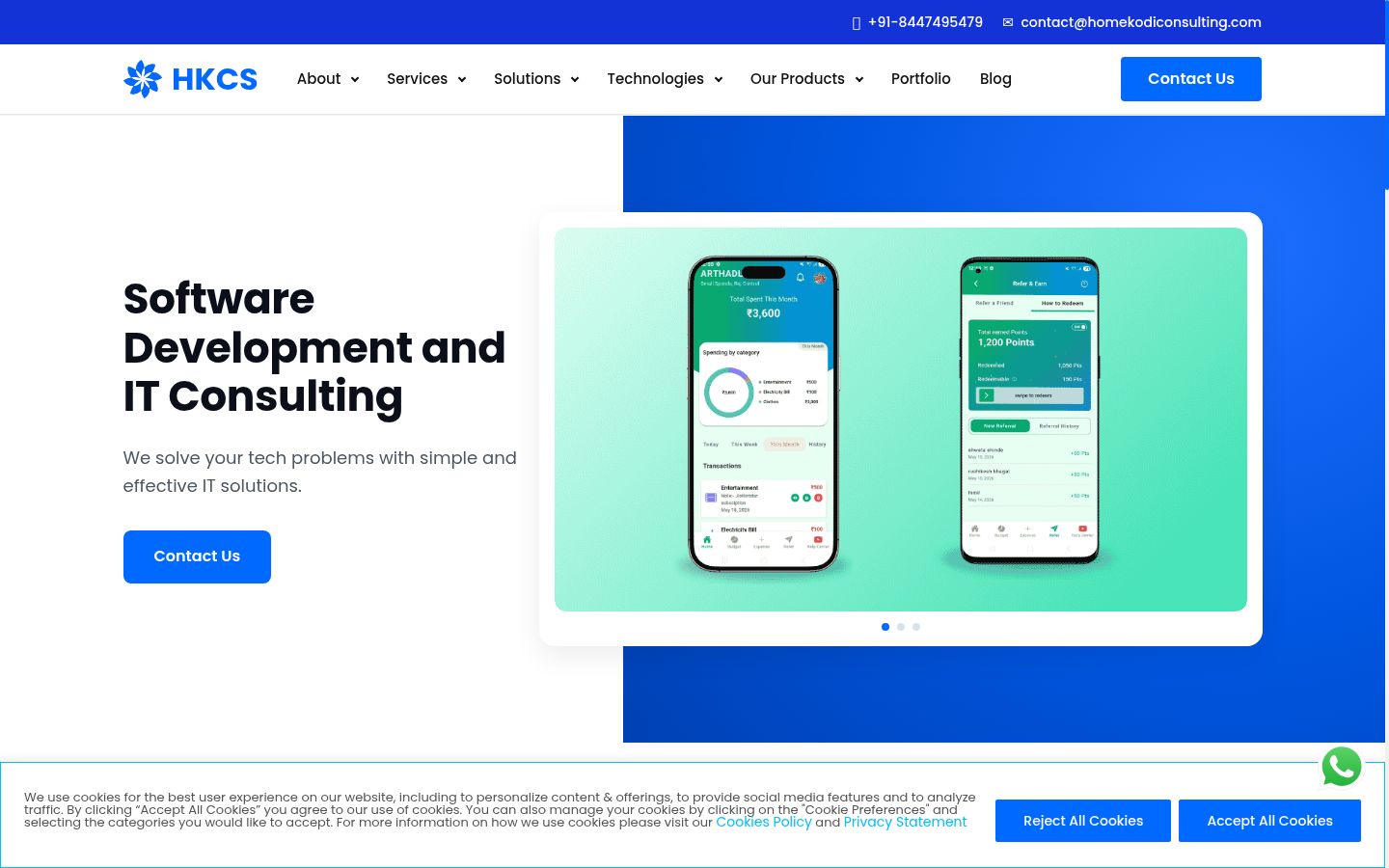 Screenshot del banner di consenso mostrato prima di qualsiasi interazione