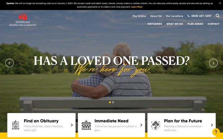 Screenshot of homelanimemorialpark.com
