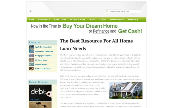 Screenshot of homeloan.com