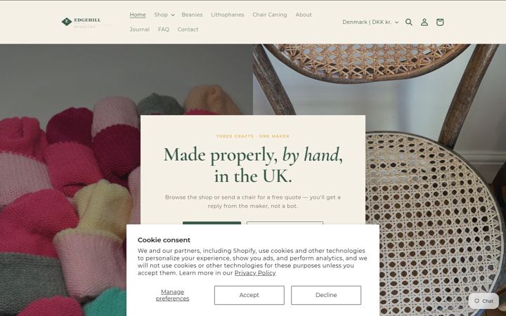 Screenshot of homemadebeanies.co.uk