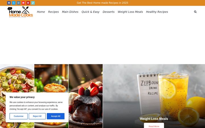 Screenshot of homemadecooks.com