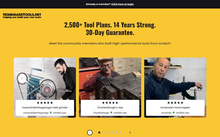Screenshot of homemadetools.net