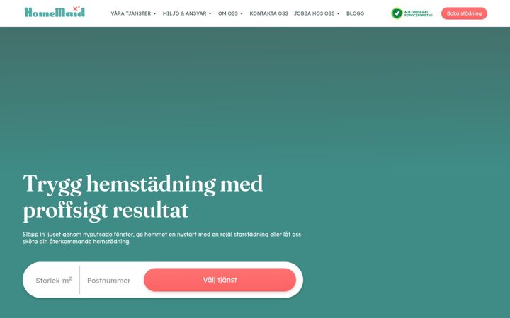 Screenshot ta' homemaid.se