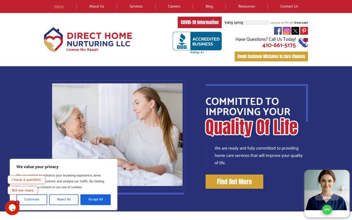 Screenshot of homenurturingcare.com