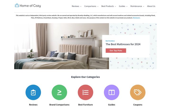 Screenshot of homeofcozy.com