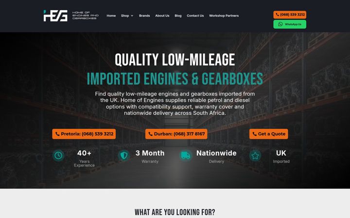 Screenshot of homeofengines.co.za