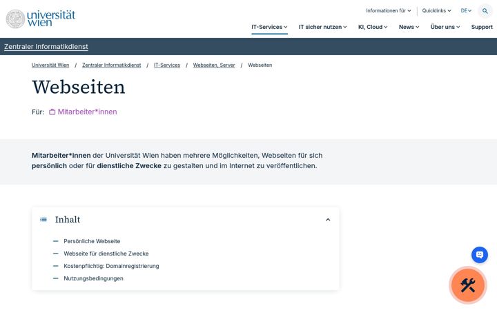 Screenshot of homepage.univie.ac.at