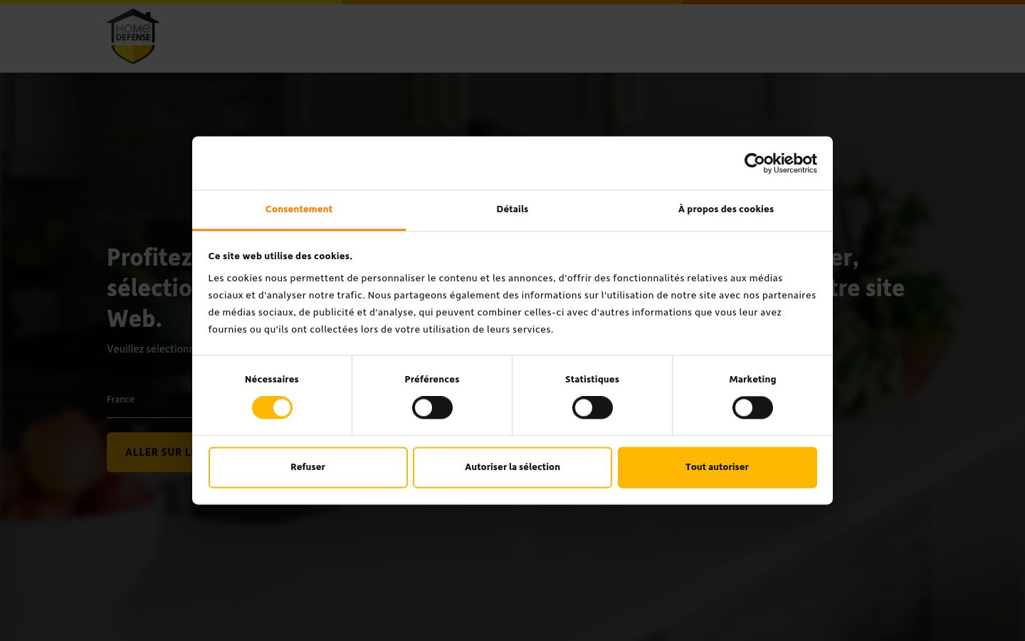 Captura de pantalla del banner de consentimiento mostrado antes de cualquier interacción