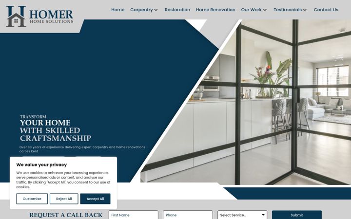 Screenshot of homerhomesolutions.co.uk