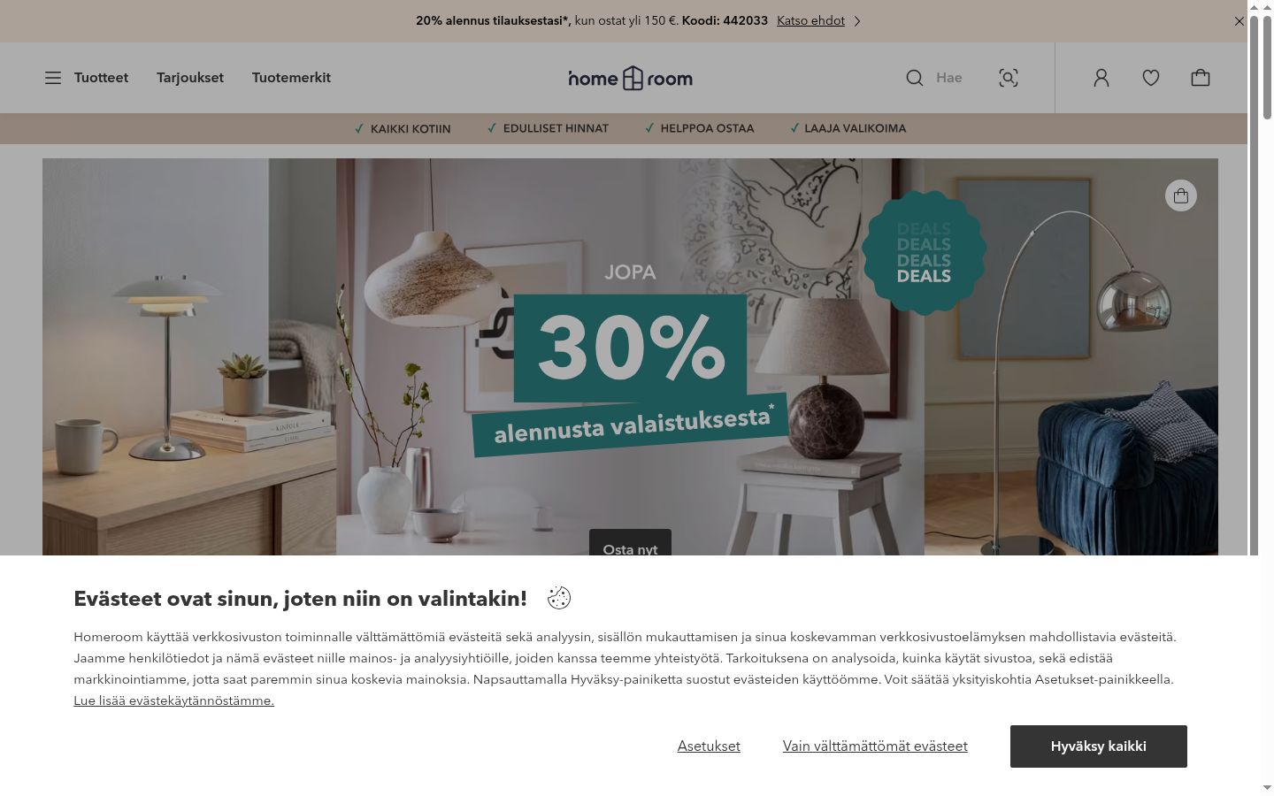 Screenshot of the consent banner shown before any interaction