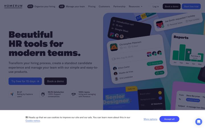 Screenshot of homerun.co