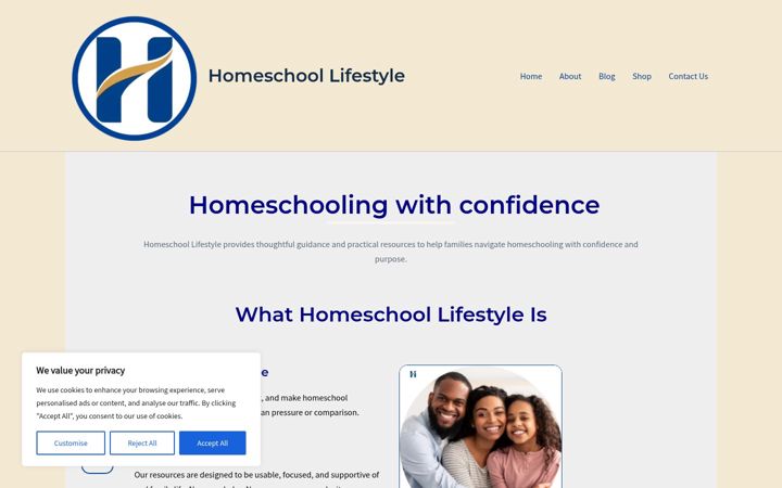 Screenshot of homeschoollifestyle.org