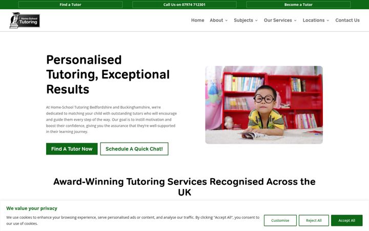 Screenshot of homeschooltutoringbedsandbucks.co.uk