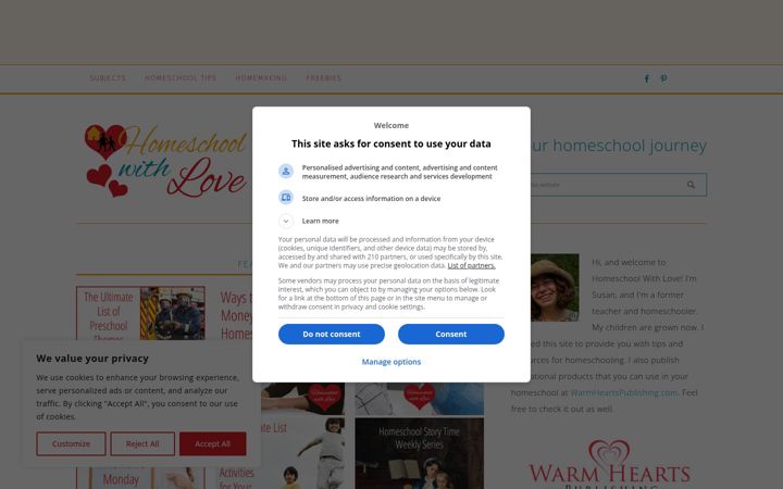 Screenshot of homeschoolwithlove.com